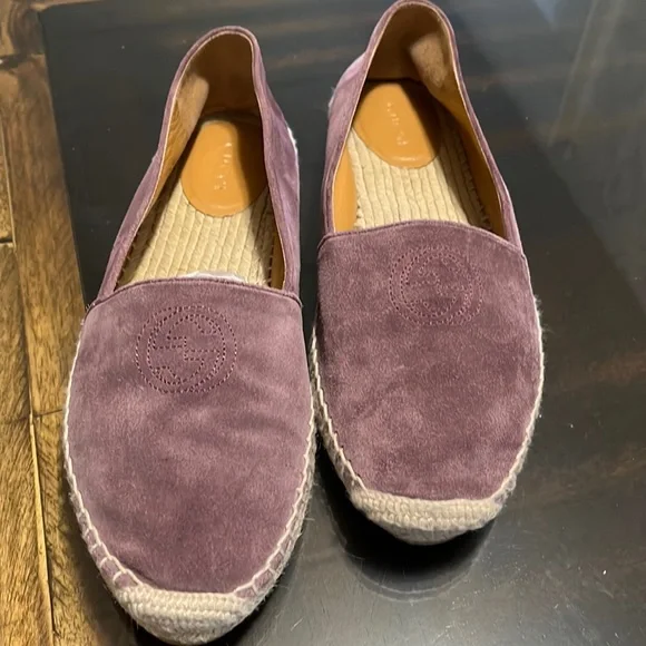 GUCCI Purple Leather Suede Espadrilles Flat Loafers Women’s Size 38.5